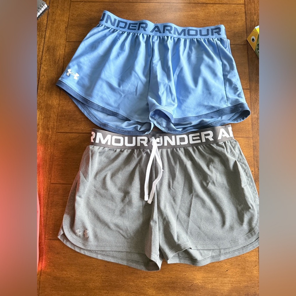 Under Armour Youth Large Light Blue and Gray Athletic Shorts - Twin Pack
